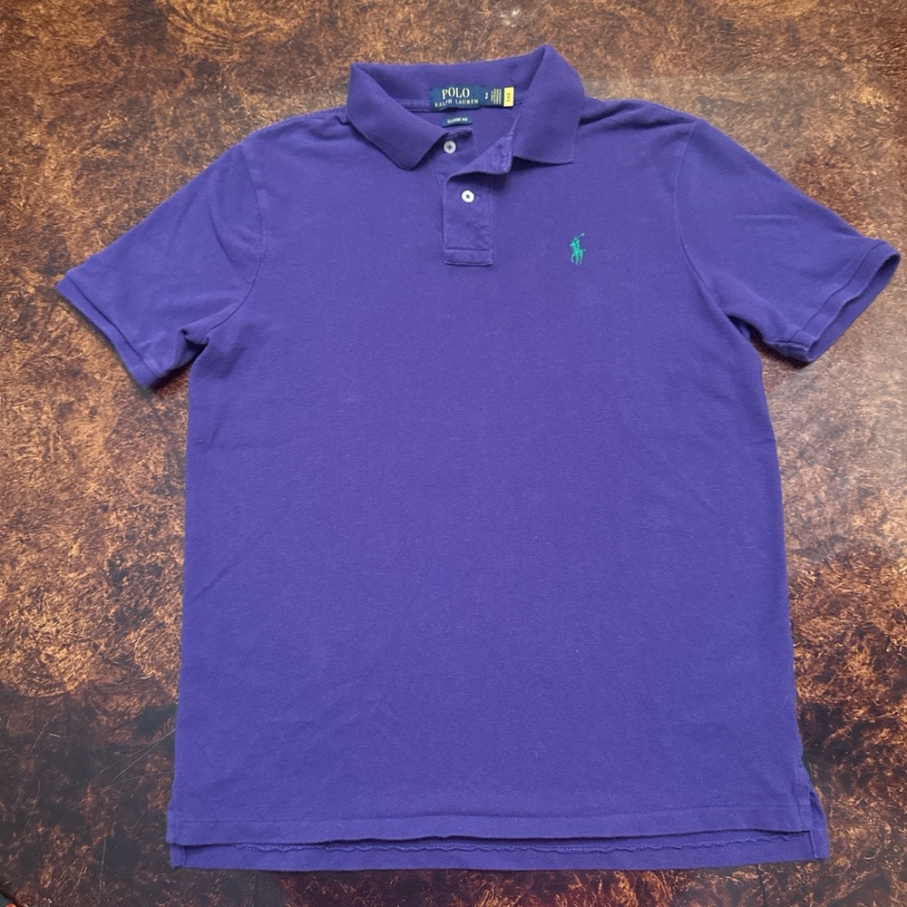 Polo by Ralph Lauren Men's Purple Polo with Green Pony